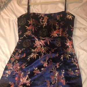 Satin Oriental Print Dress